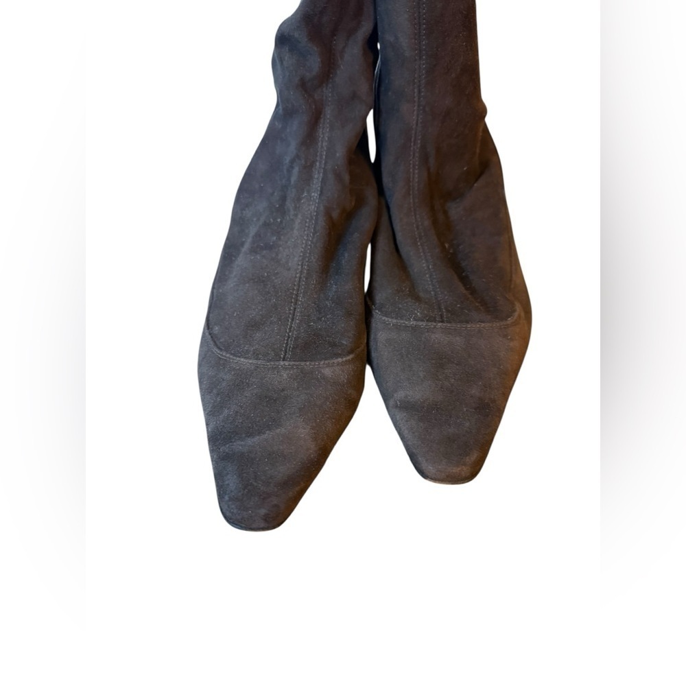 Christian Louboutin Brown Suede Pull On Heeled Boots - Picture 4 of 7